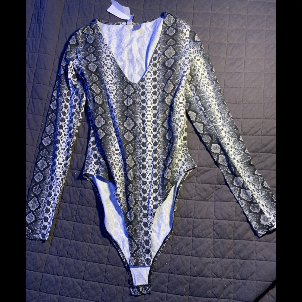 H&M snake print bodysuit NEVER WORN